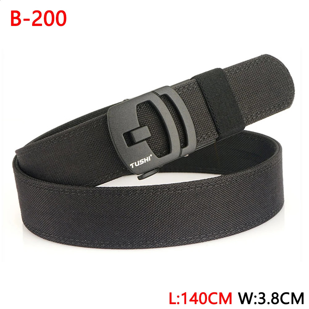 TUSHI 140CM mens military tactical belt sturdy nylon heavy-duty hard belt suitable for mens outdoor leisure belt automatic waist belt 240925
