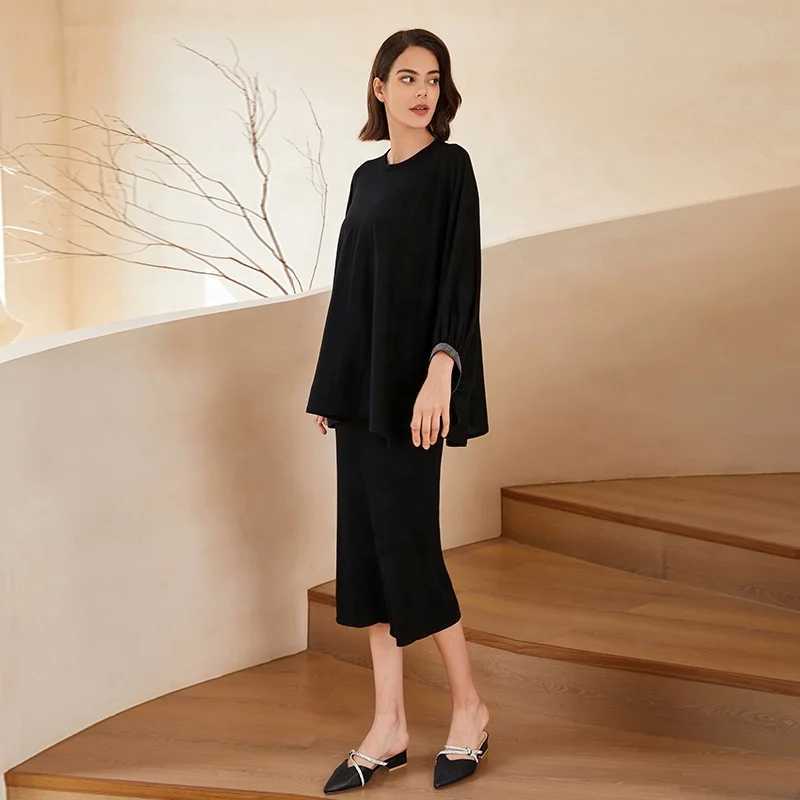 BC-328 oversized clothing 3/80Nm 100% Merino wool batwing sleeve sweater womens loose plus size knitted jumper sweater W240925