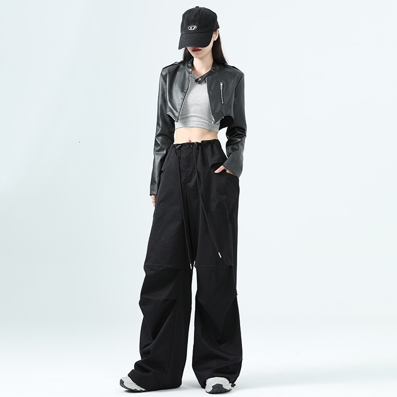 Blue American work women's summer thin 2024 new high waist slimming parachute quick drying casual wide leg pants