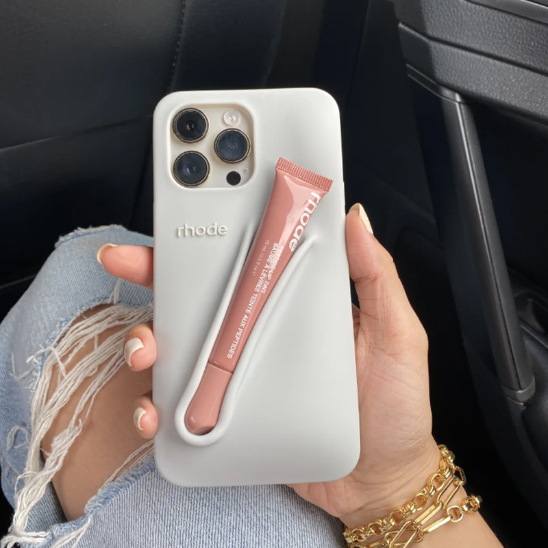 rhode phone case Lipstick Portable Case iphone 16 pro max cases Lip Gloss Lipstick Lip Balm 3D Make-Up Silicone Phone Case for iPhone 15 14 13 Holder 