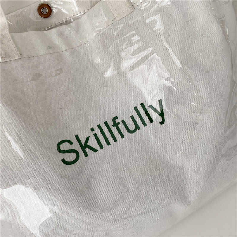 CMM Summer Large Capacity Transparent Jelly Bag Female New Fashion Korean Version Textured Student Class Bag One Shoulder Handbag