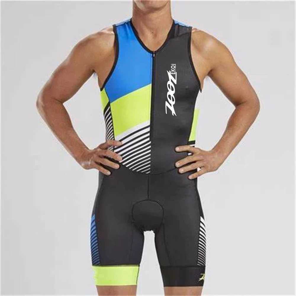 Zootekoi Mens Triathlon heptathlon Breathable Tight Coat Summer Mountain Bike Clothing Outdoor Sports Running Clothing W240926