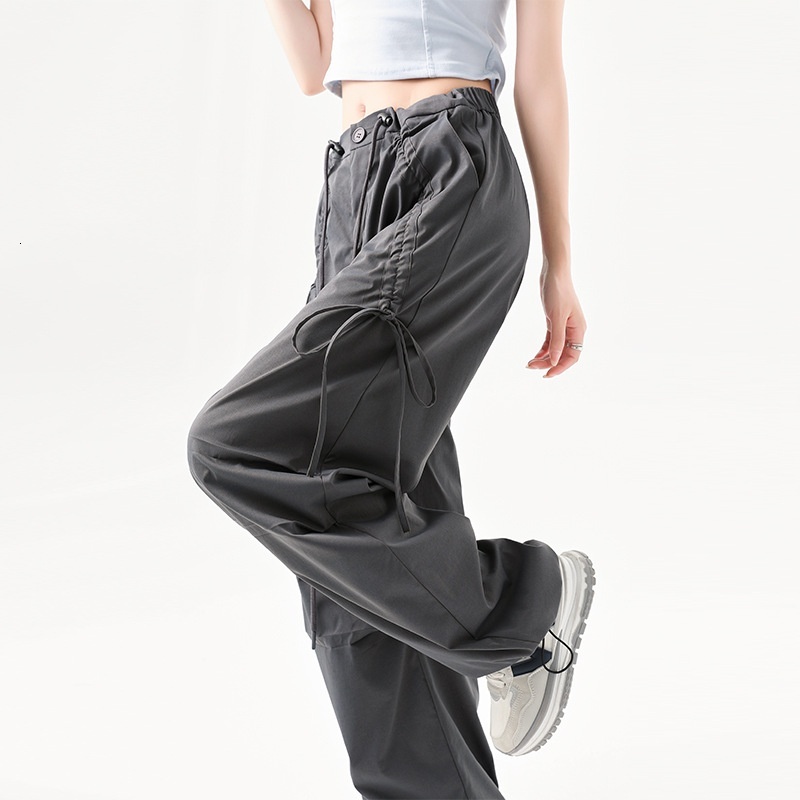 American work women's spring and autumn hiking 2024 high waist loose wide leg bow casual sports pants