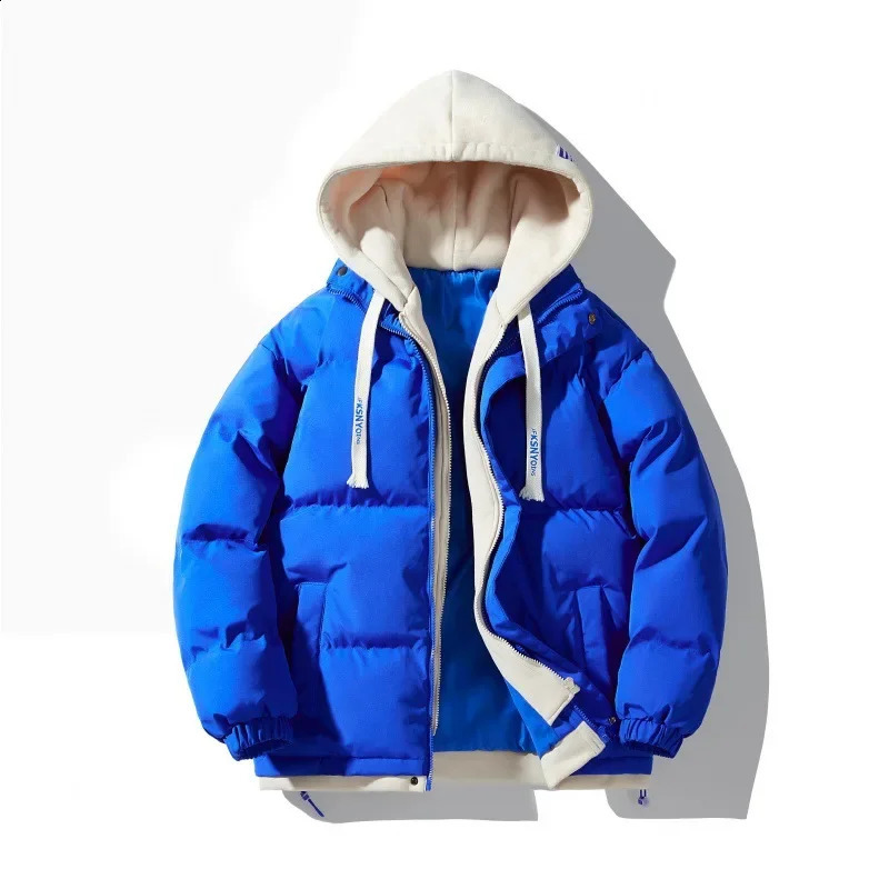 Basic Hooded Trendy Cotton Jacket for Men Winter Trendy Couple Loose Fitting Jacket for Winter Vacation Two-piece Jacket 240914
