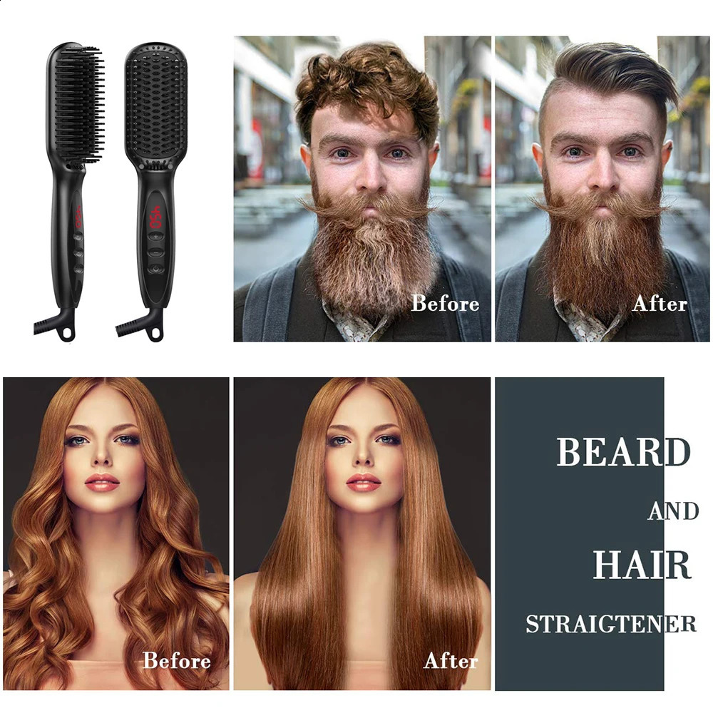 Quick Beard Straightener Hair Straightener Irons Comb Salon Fast Heat Hair Styling Tools Ceramic Hair Straightening Brush 240925