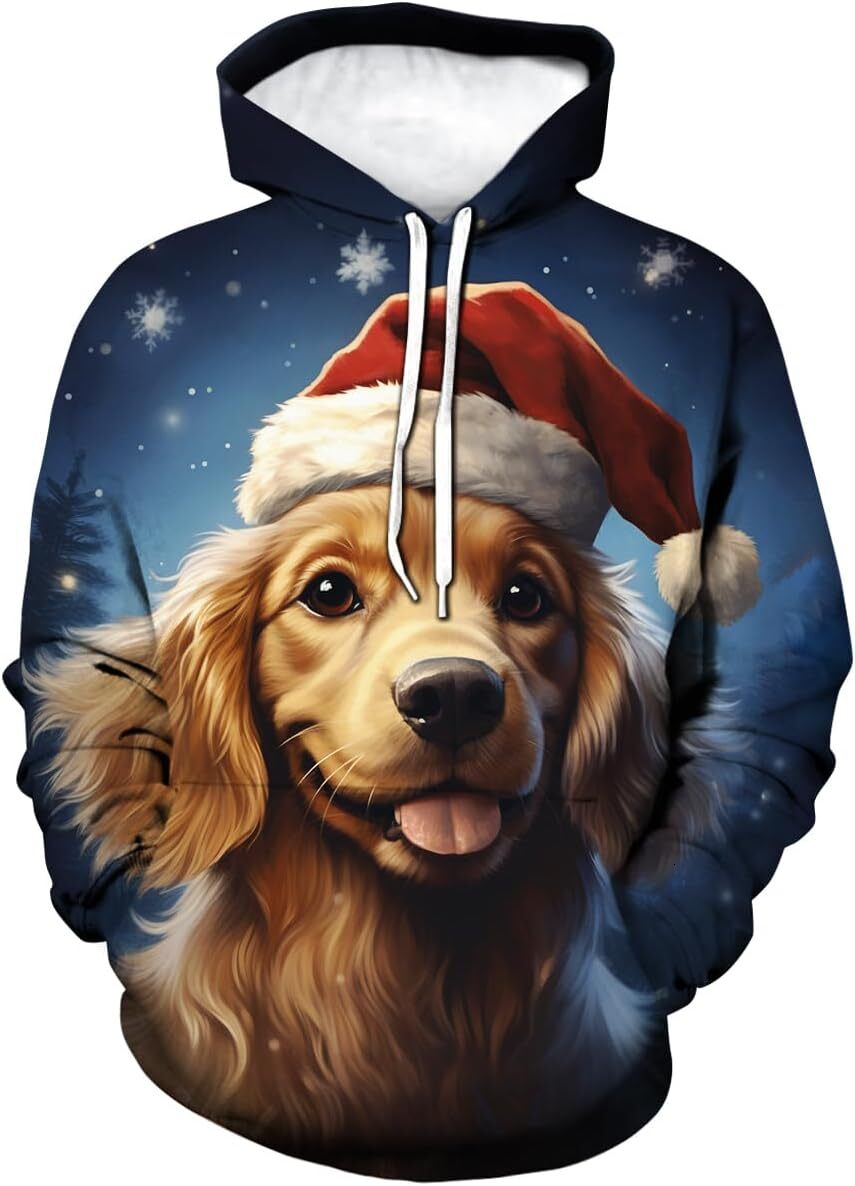 Hoodie for Mens Womens Mens Christmas Dog Hoodies Fashion 3D Printed Sweatshirts Casual Pocket Pullover Graphic Hoodies sweatshirt Pullover Long Sleev