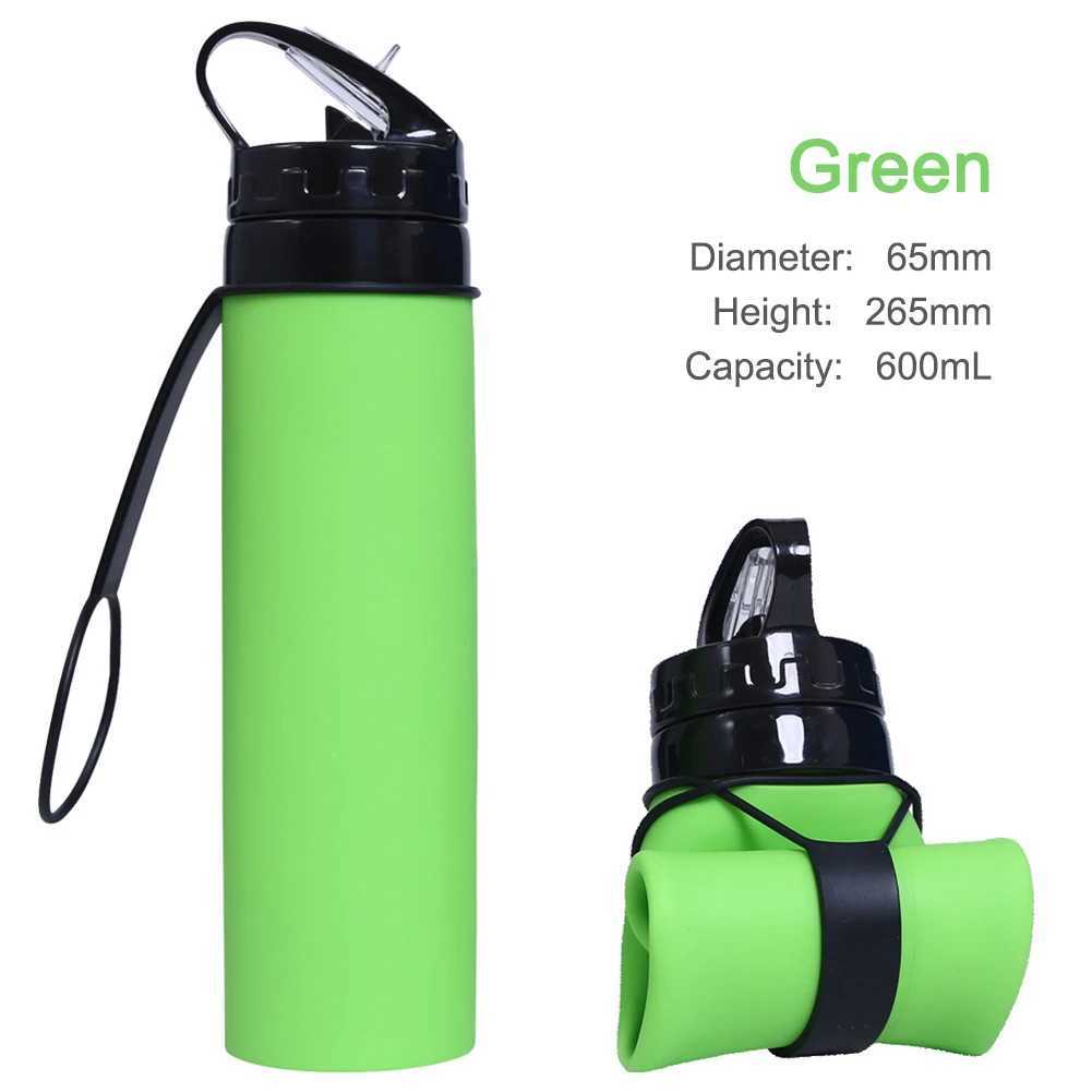 600ml portable water cup lightweight silicone sports bottle reusable foldable detachable with straw outdoor accessories Z260202