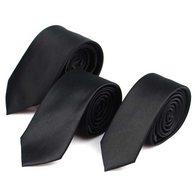 New Classic Black Ties for Men Silk Mens Neckties for Wedding Party Business Adt Neck Tie 3 Sizes Casual Solid Tie X250407