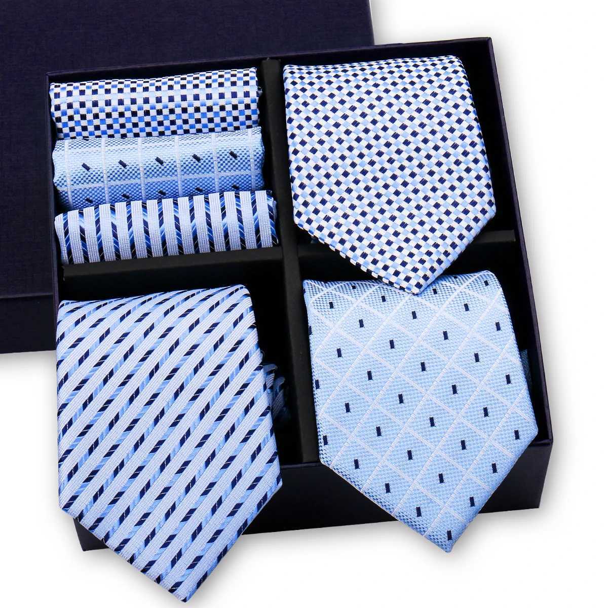 Luxury Mens Tie 3 Sets In Gift Box Paisley Striped Necktie Handkerchief For Men Gravata Wedding Formal Clothing Accessories X2504071