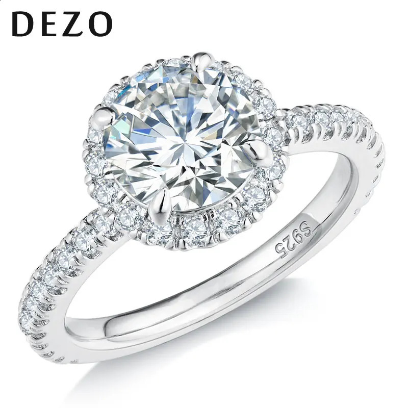 DEZO all silica female halo engagement ring with a total of 2.75ctw solid 925 silver circular cut VVS1 D color GRA certificate 240924
