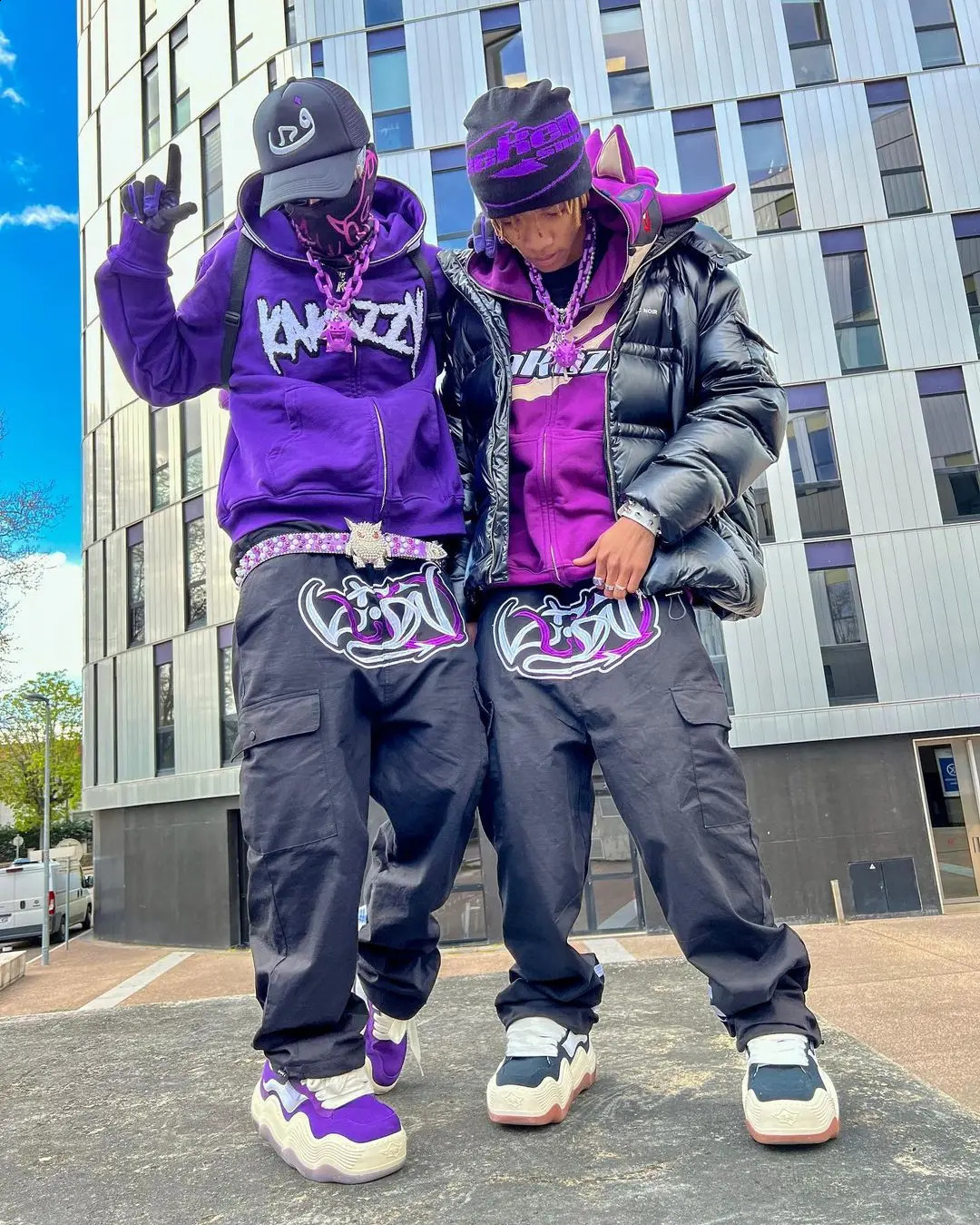 Y2k black multi pocket patch button access control cargo pants mens and womens trendy street loose casual mens clothing 240924