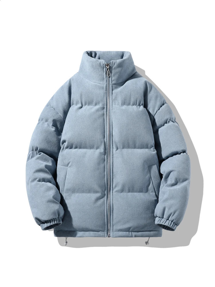 Stand Collar Corduroy Parkas Down Coats Outdoor Thick Warm Coat Mens Winter Korean Fashion Casual Loose Mens Jacket 240926