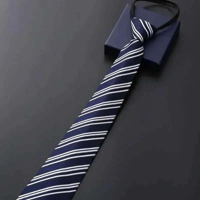 Elegant blue and black striped mens shirt business dress zipper collar lazy tie vest accessories wedding Gro Y240925