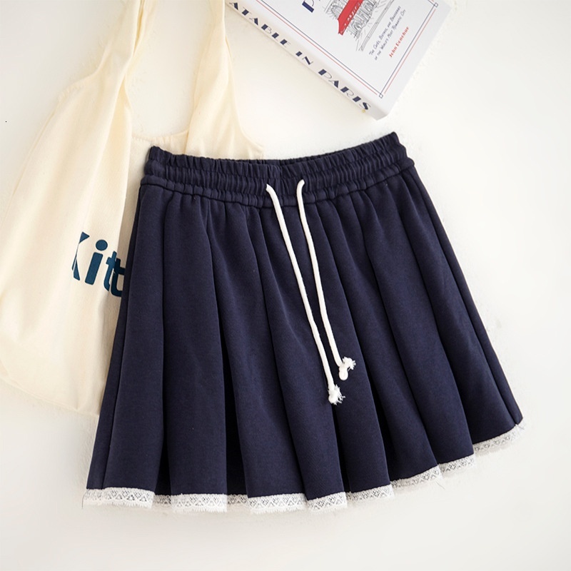Lace lace midi women, new collection for autumn winter 2024, A-line skirt, high waist slimming, casual and fashionable pleated skirt