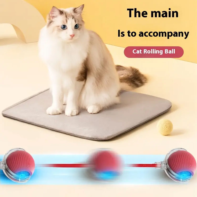 Interactive Cat Toys Ball for Indoor Cats Fast Rolling on Carpet, Chirping & Motion Activate Cat Toys (Red)