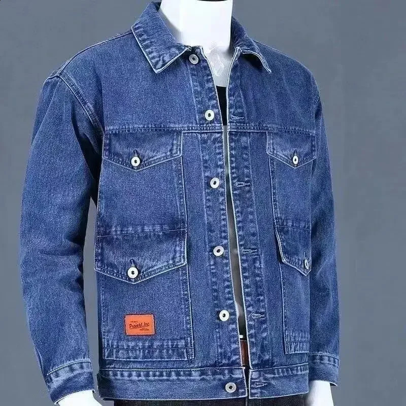 Denim jacket mens cargo jeans Japanese gray coat winter Lxury highquality fashion board G 240921