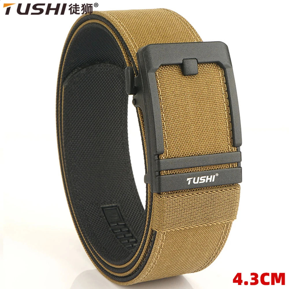 TUSHI 4.3cm Mens Hard Pistol with Alloy Automatic Buckle Tactical Outdoor Strap 1100D Nylon Military IPSC Strap for Men 240925