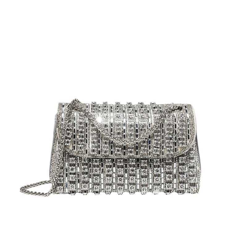 Clutch Bag Banquet Bag For Women New Style Fashionable Diamond Inlaid Small Square Bag Single Shoulder Crossbody Bag Underarm Bag Full Diamond Designe