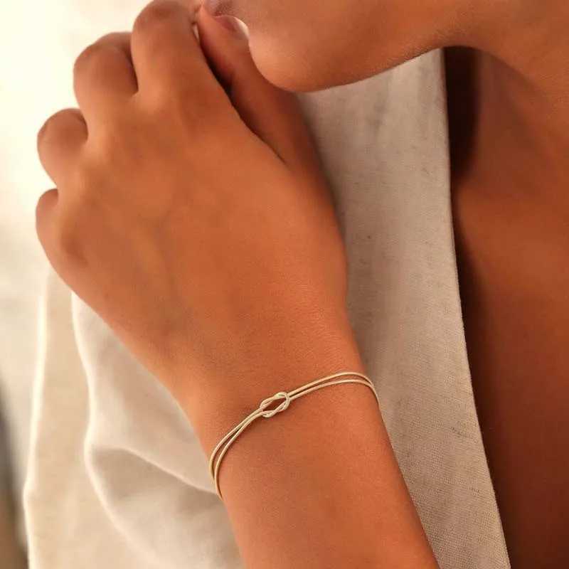 Stainless steel snake chain handmade knot bracelet womens simple gold chain bracelet jewelry Valentines Day W240925