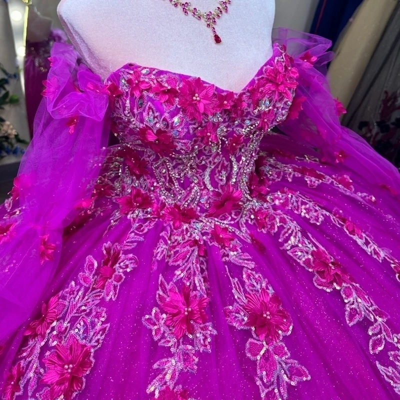 Rose Red Off The Shoulder Quinceanera Dresses With Bow Lace Applique Sequins Beading Mexican Sweet 16 Vestidos De XV 15 Anos Birthday