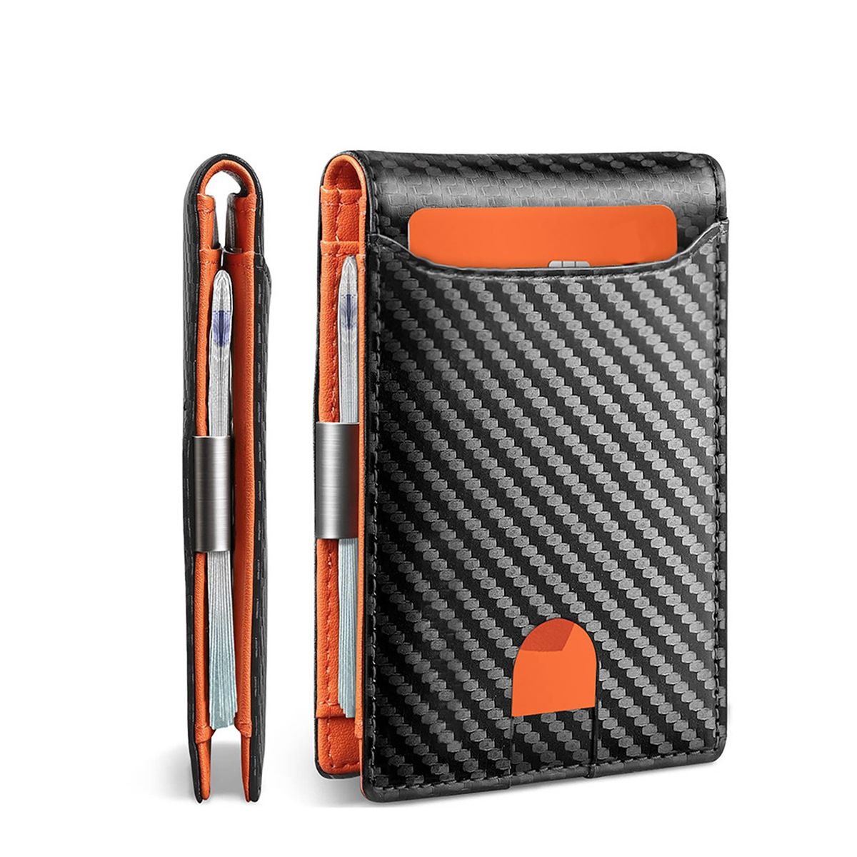 Popular men's wallet with built-in wallet anti-theft brush, blocked front pocket, double fold men's wallet