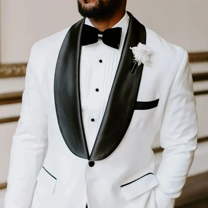Formal Wedding Blazer for Men Suit Black Shawl Lapel Slim Fit Jacket for Groom Tuxedo 1 Piece African Fashion Jacket