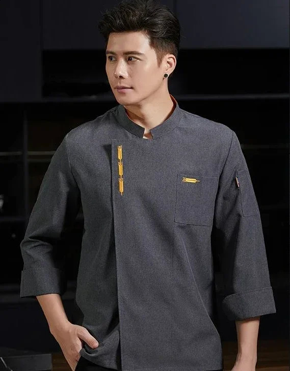 Fashionable mens chef jacket restaurant kitchen jacket waiter uniform 240926