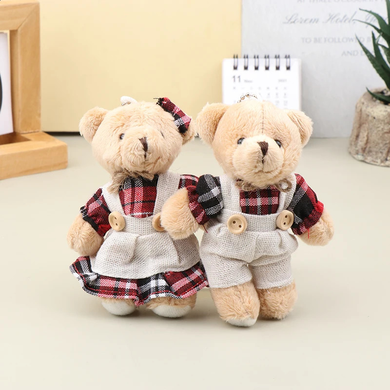 12cm Kawai cartoon costume bear plush toy keychain soft filled doll pendant backpack car bag keyring decoration childrens gift 240925