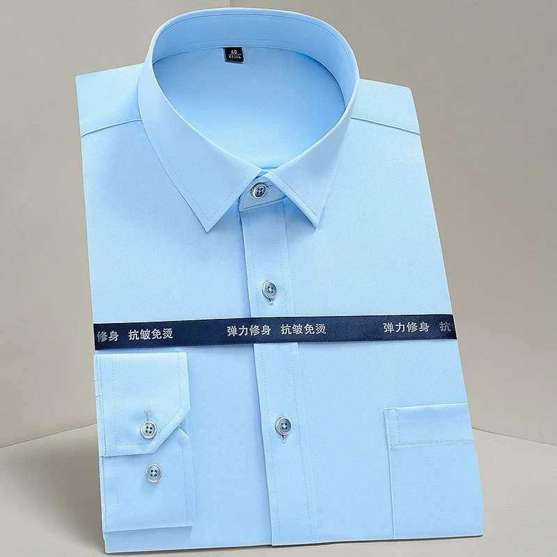 New wrinkle resistant cotton mens long sleeved Slve mens dress ultra-thin fit Camisa Social Business shirt pocket white shirt CL240926