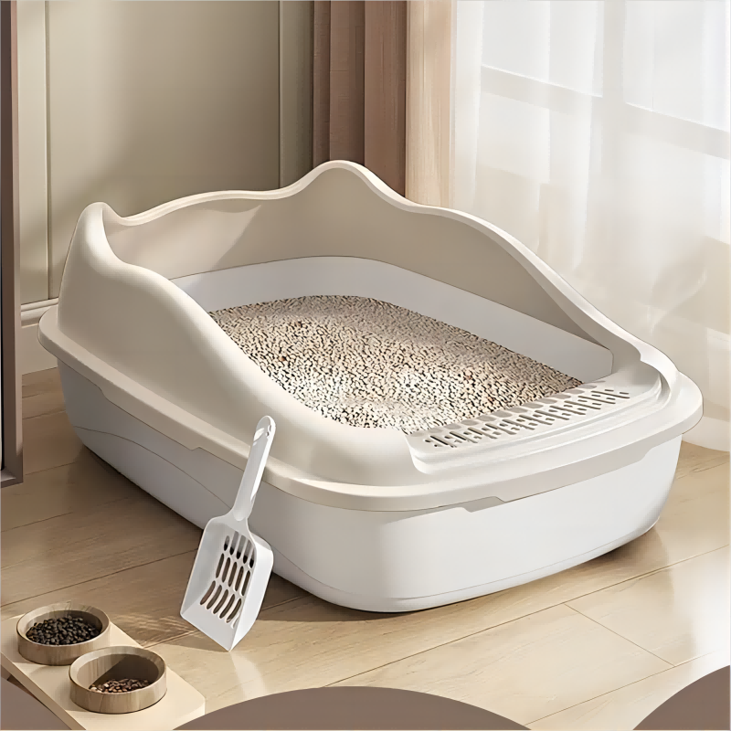 Animal Rescue Donation Large Half Enclosed Cat Sand Bathroom with Open Top and No Spill Feature