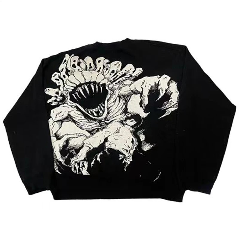 Spider Pullover Knitted Sweater Gothic Punk Hip Hop Rap Retro Loose Y2K Mens Jumper Knitted Extra Large Womens Sweater 240924