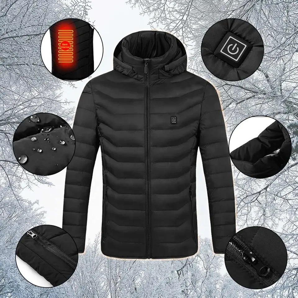 Mens heated jacket with 21 zones and four switch control USB electric heating jacket self heating vest and warm winter jacket 240926
