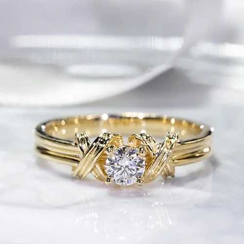 Luxury Wedding Engagement Rings for Women Gold Color Classic Cubic Zirconia Ring Valentines Day Gift Jewelry Anillos Mujer BohoX240926