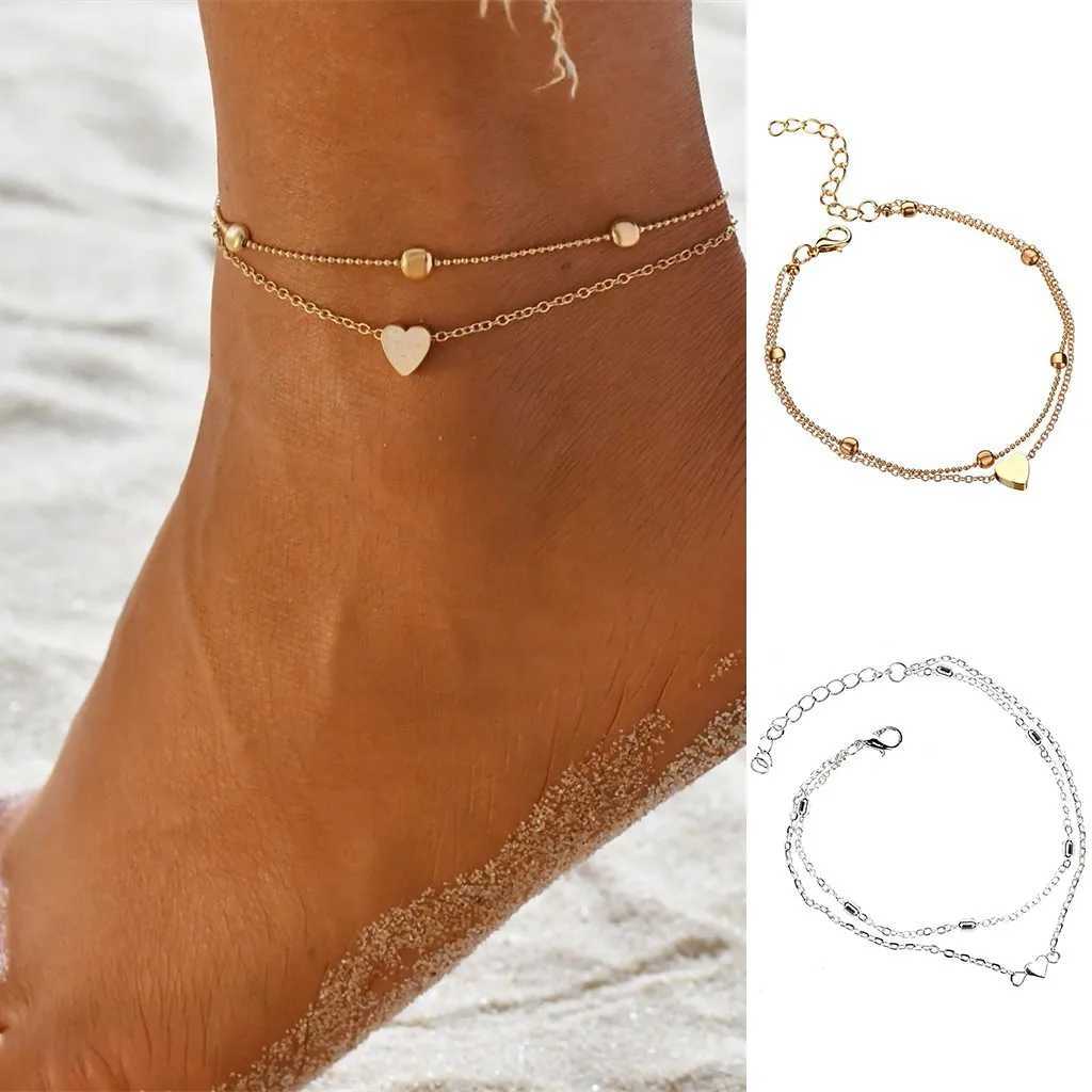 3PCSAnklets Steel Bracelet Charm Stainless Heart Ankle Love Anklet of The Rings Female Simple Retro Style Jewelry san valentinX240926