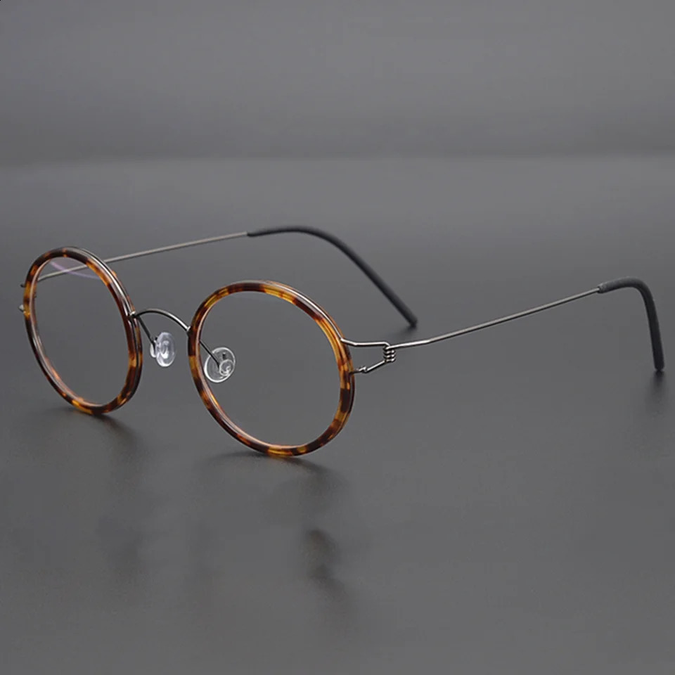 Denmark Glasses Frame Men Women Screwless Eyewear Ultralight Retro Round Eyeglasses Handmade er Korean Style 240925