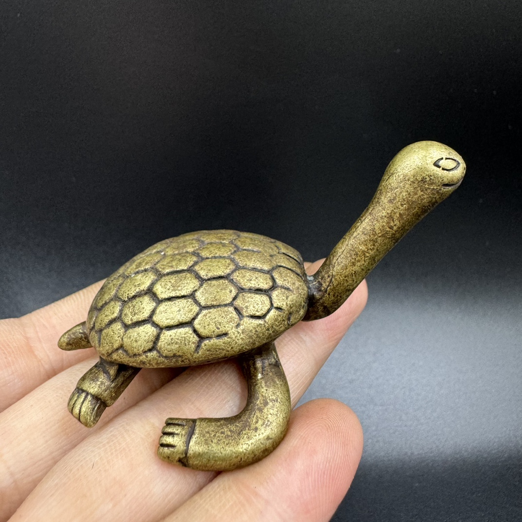 Brass Turtle Figurine Statue Animal Figurines Toys House Desktop Decoration Turtle Vintage Brass Tabletop Engraved Decorative Ornaments