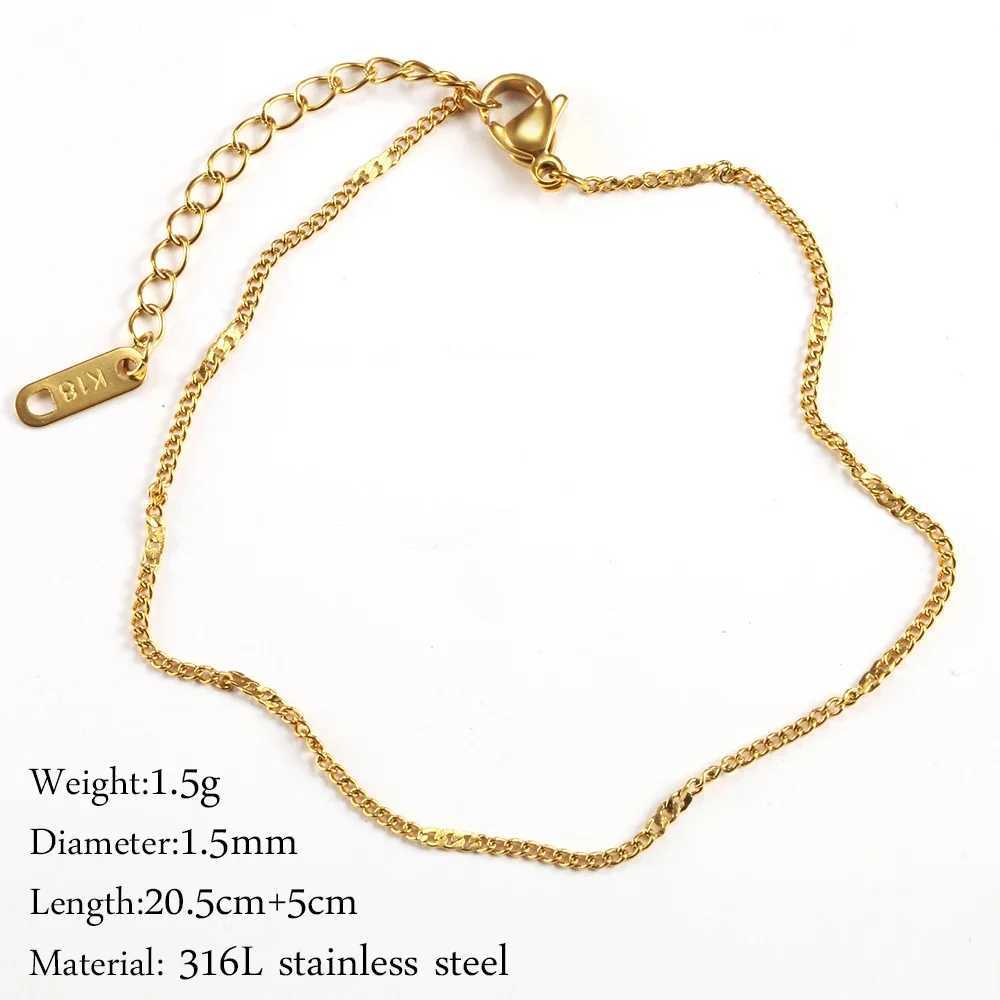Stainless steel delicate womens anklet gold chain anklet bracelet do not fade on the legs W240926