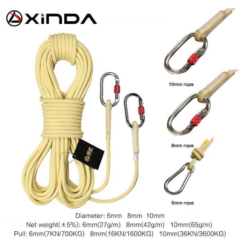 XINDA Escalada Paracord Climbing Outdoor Climbing Safety Rope 6 8 10mm Diameter High Strength Fireproof Equipment CL240926