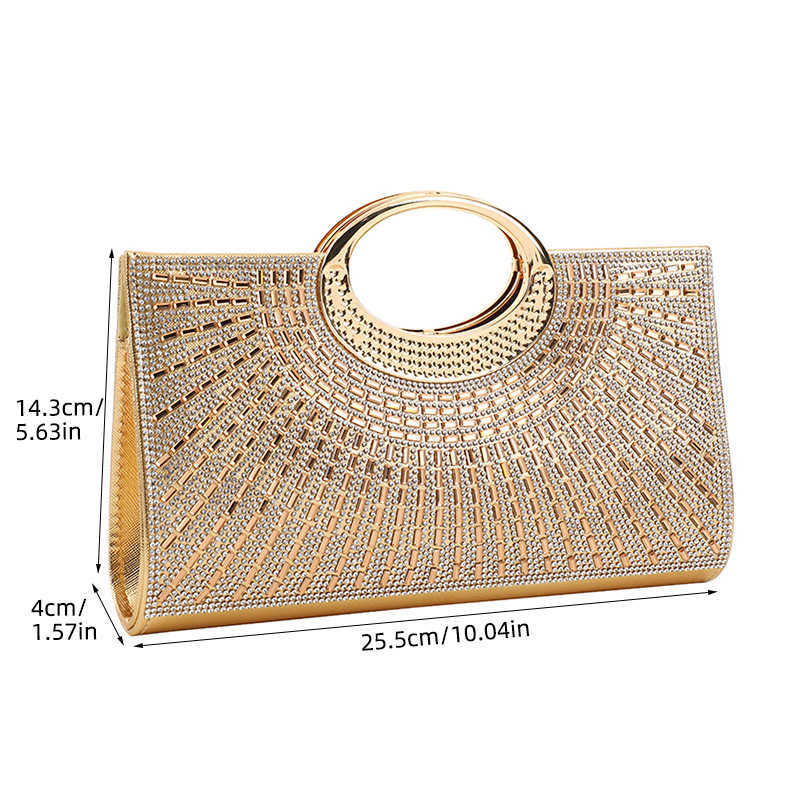 Clutch Bag Big Round Ring Handheld Designer Bag With Texture And Diamond Embedding Sparkling Bride Dinner Bag Party Fashion Small Square Bag 240920