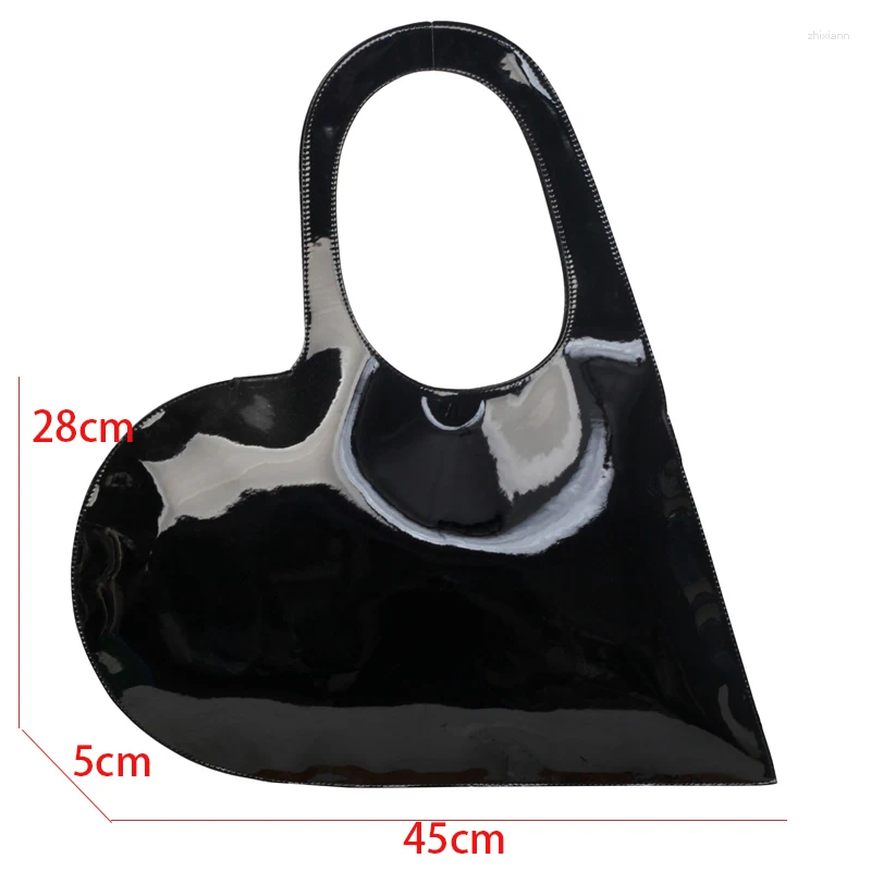 Shoulder Bags Bright Patent Leather Bag For Women Big Love Heart Handbag Female Red Black Large Capacity Tote Clutch adec 4