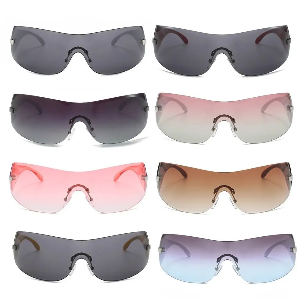 Trendy Y2K Womens Sunglasses Borderless Wrapped Sunglasses Futuristic Integrated Sunshade Glasses Fashion Hip Hop Sunglasses 240924