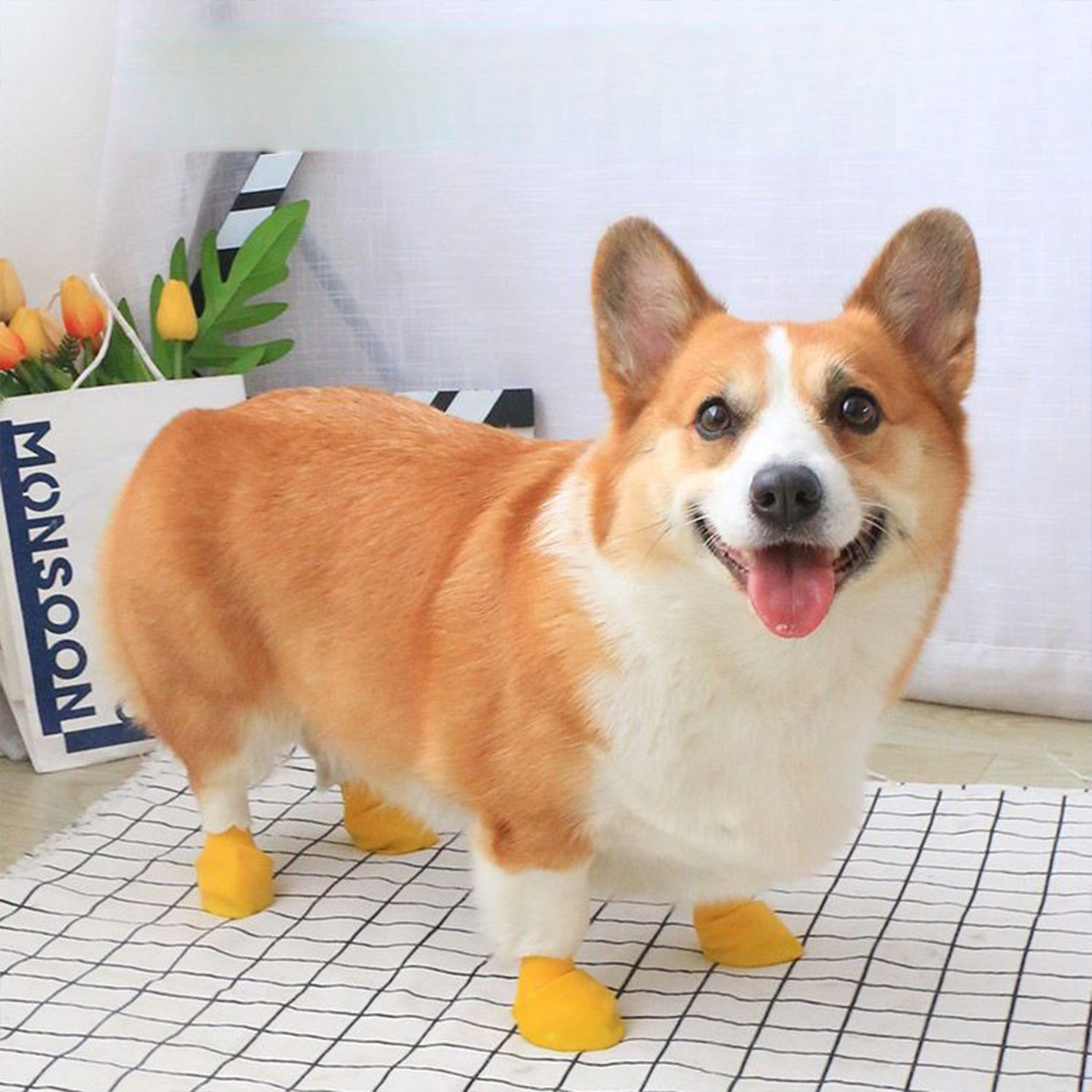 Halloween Dog Rain Shoes Rubber Waterproof Shoes Cover corgi Golden Hair Going Out Dirty Resistant Shoes Summer Rainy Pet Rain Shoes Supplies 10 blist