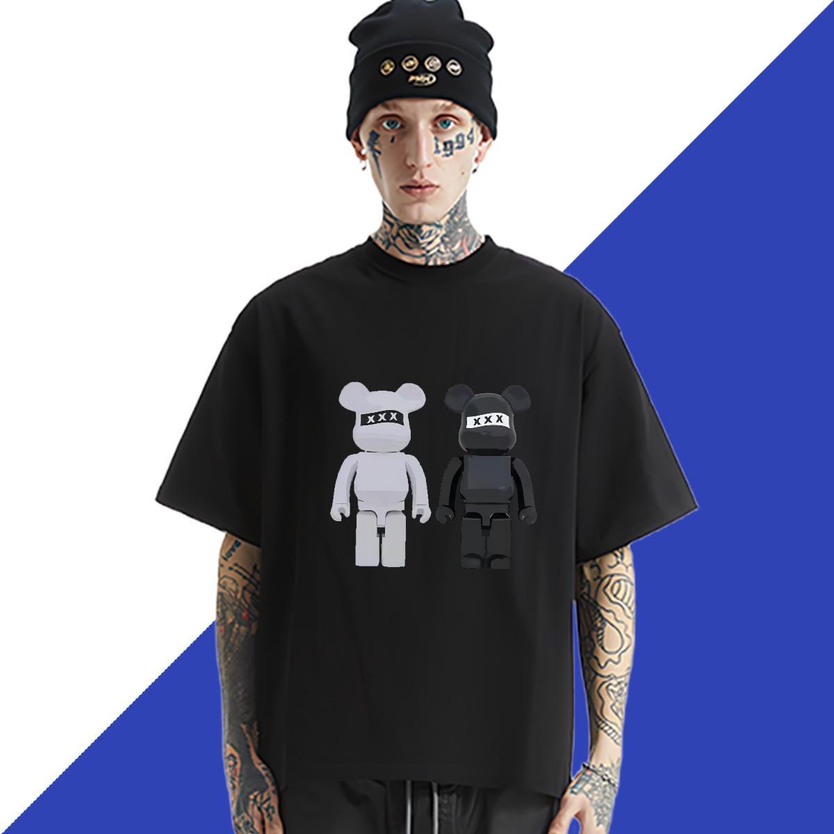 Stylist T Shirts Men Men Tshirts 100% Cotton 230g White Plus Size Anime Printing Street Crew Neck Breathable Soft