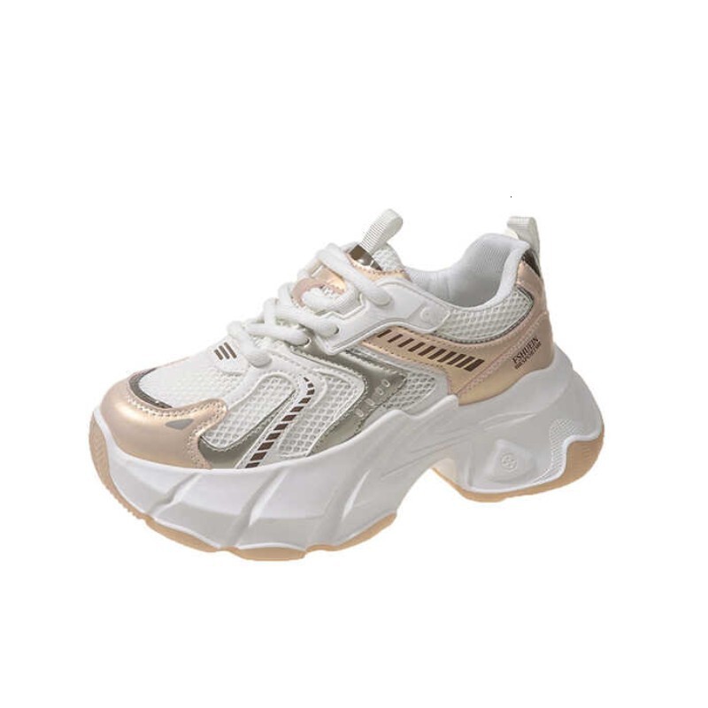 Ddmybear Dad Women's 2024 New Thick Soled Height Increase Show Off Small Breathable Mesh White Casual Sports Shoes Chinese Brand Shoes F926-62