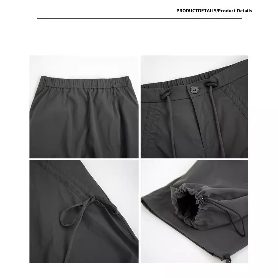American work women's spring and autumn hiking 2024 high waist loose wide leg bow casual sports pants