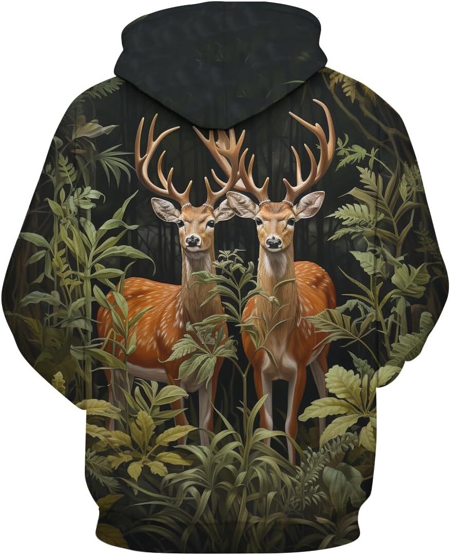 Hoodie for Mens Womens Deer Hoodies For Men Women Animal Graphic Sweatshirt Unisex Fashion Pullover Graphic Hoodies sweatshirt Pullover Long Sleeve