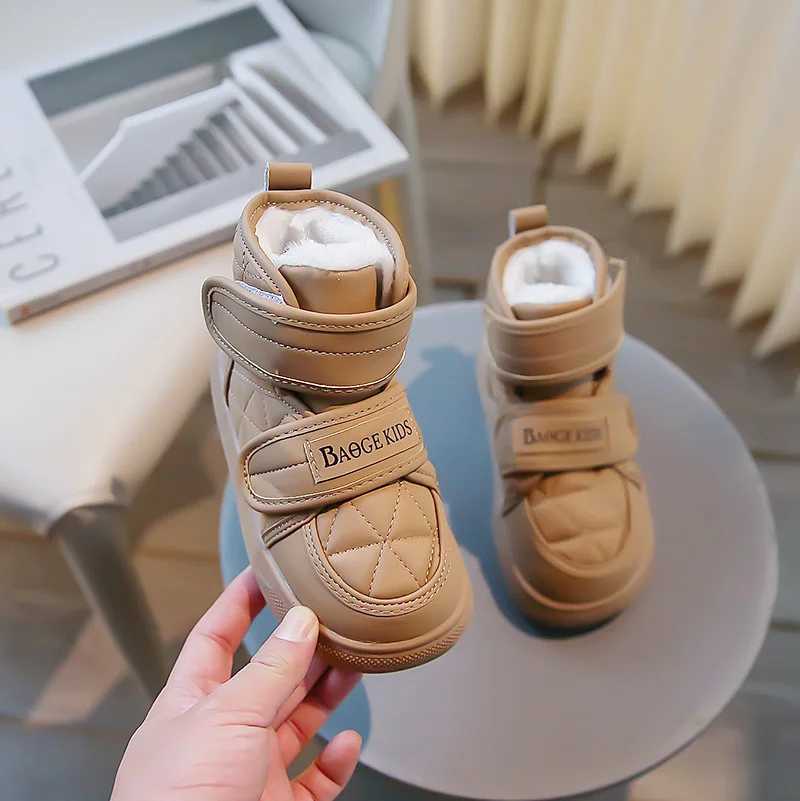 Boots Simple Children Classic Snow Boot Fashion Thick Bottom Girl Winter Boots Warm Fluffy Kids Outdoor Boys Causal Cotton Ankle Boots Q240925