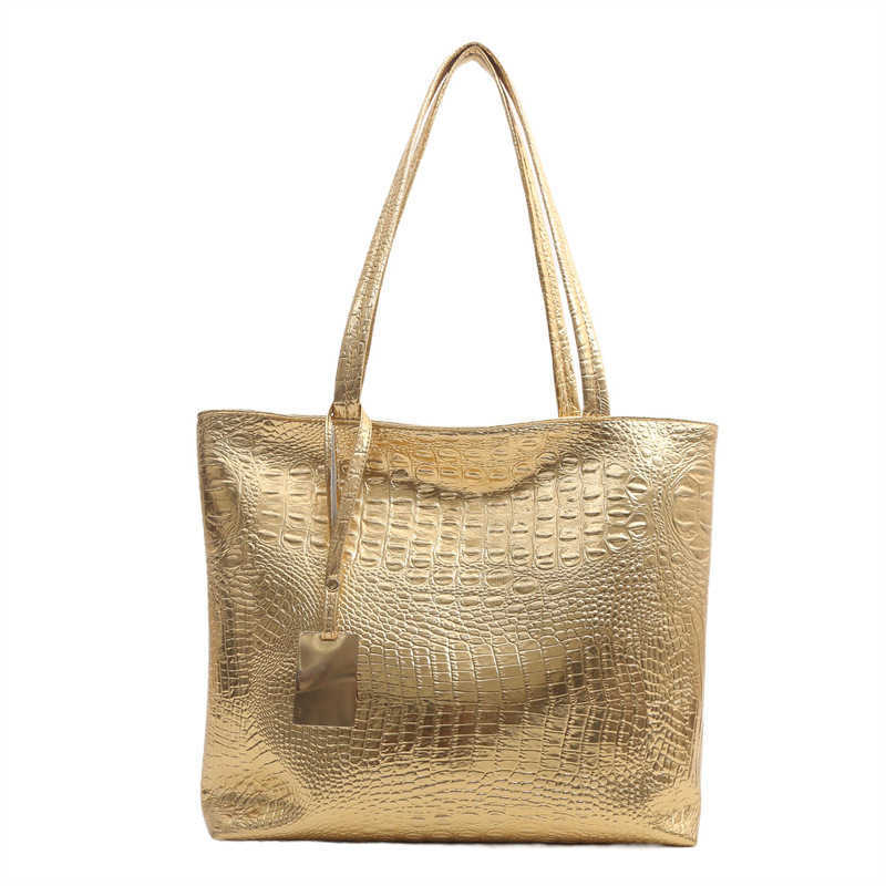 CMM New Large Capacity Single Shoulder Pu Handbag Crocodile Pattern Womens Bag Fashion Commuter Bag Tote Bag