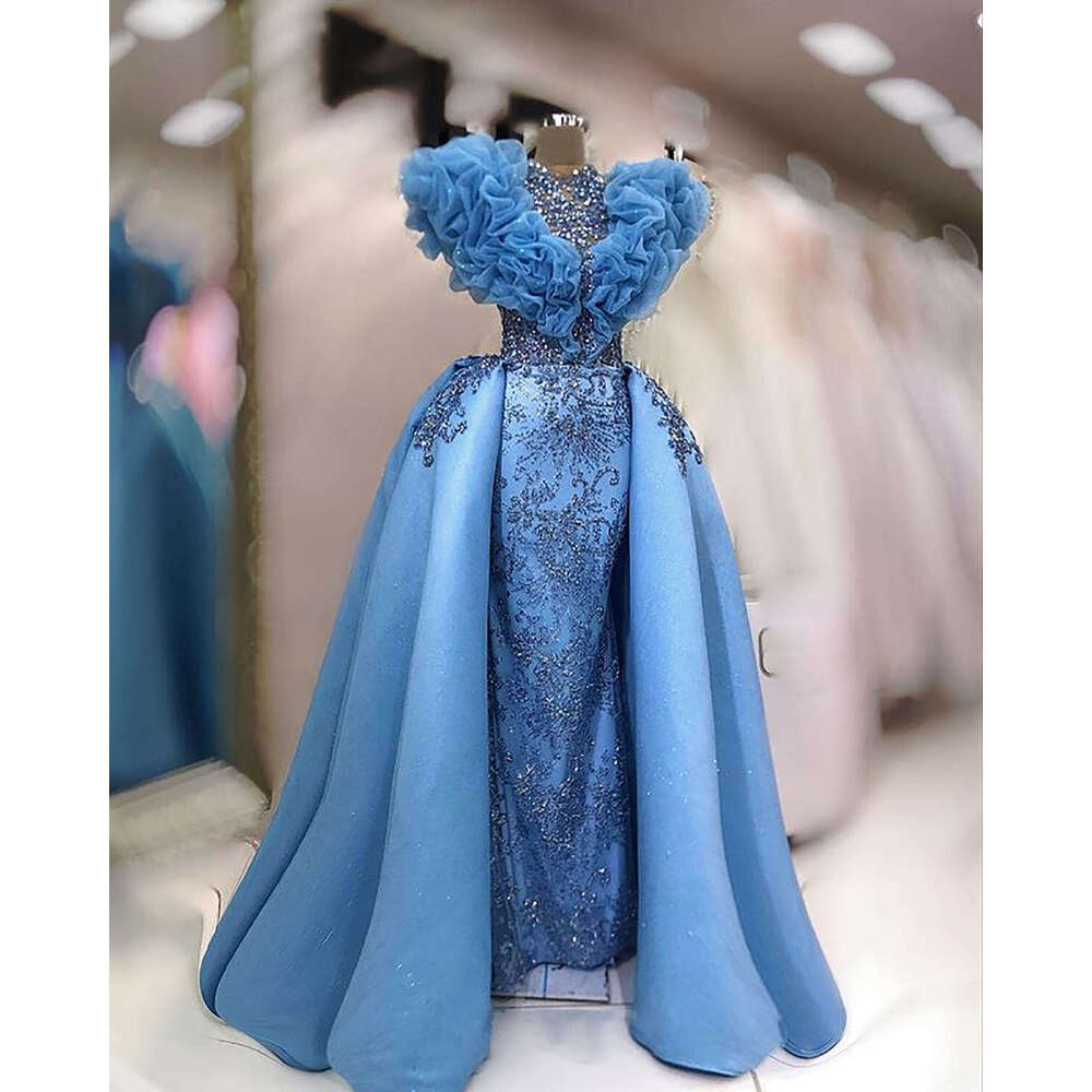 Gorgeous Evening Mermaid Sequined Beading Detachable Train Sleeveless Prom Gown Party Dress Vestido De Noite Custom Made 6660311