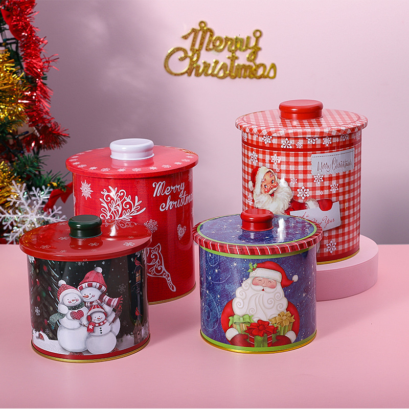 Christmas exquisite pattern two-piece set storage Jar household sundries collection sealed can gift candy packaging box